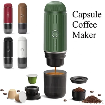 Caffettiera da campeggio da viaggio Macchina per caffè espresso elettrica portatile Mini macchina per caffè a capsule italiana 2 in 1 Ricarica USB Miglior regalo 1