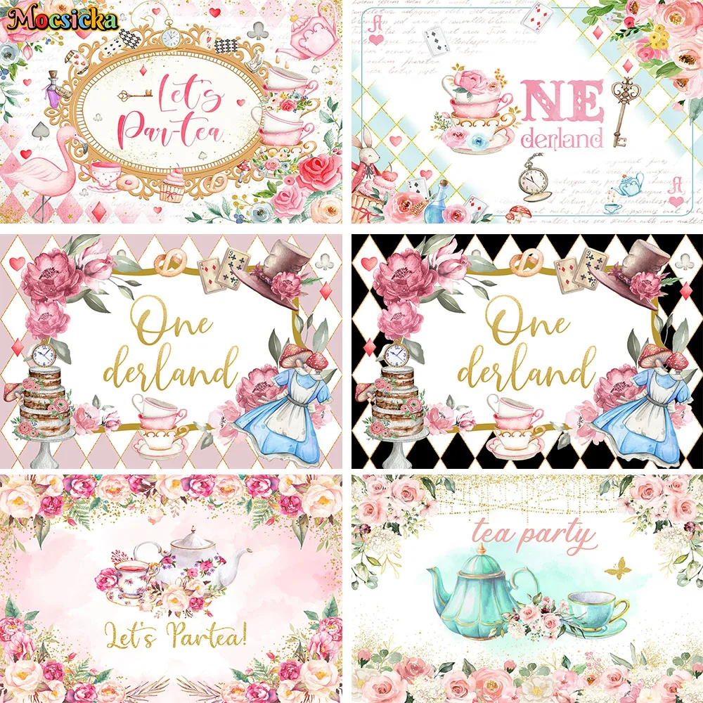 

Алиса девушка ребенок душ чай Фотофон баннер розовый цветок день рождения торт фотобудка для новорожденных