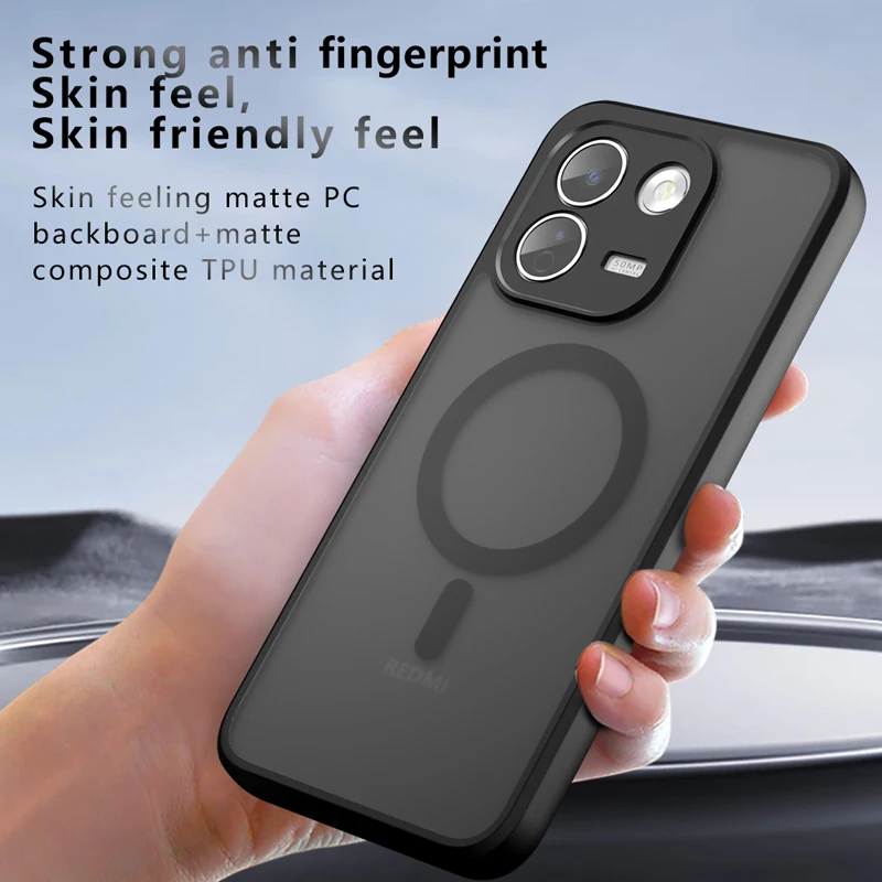 Shockproof Magnetic Matte Anti-Fingerprint Translucent Phone Case