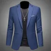 Men's Trendy Leisure Boutique Suit Jacket  Autumn Casual Business Slim Fit Non-ironing Single Button Suit Solid Formal Blouse 3