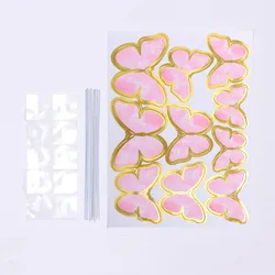 Happy Birthday Butterfly Cake and Cupcake Toppers - Elegant Party and Wedding Decor - 1 pc or set (Pink smooth)