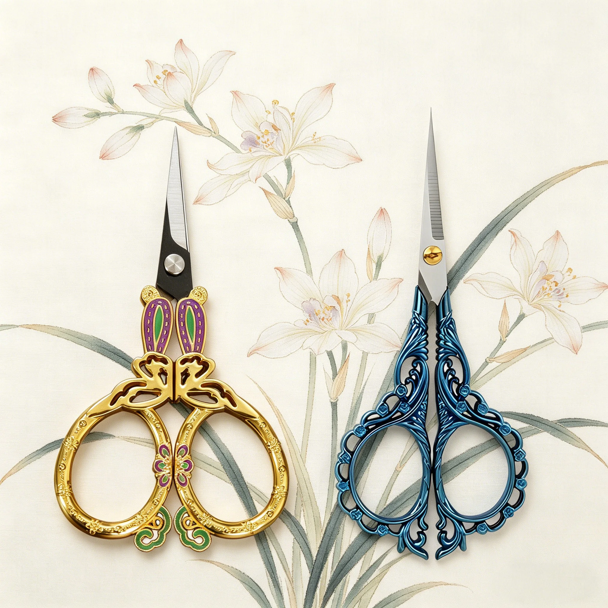 1/2PCS, 새로운 클래식 자수 가위 미용 가위 전문 재단사 가위 사무용 가위 DIY 바느질 도구 스타일링 도구