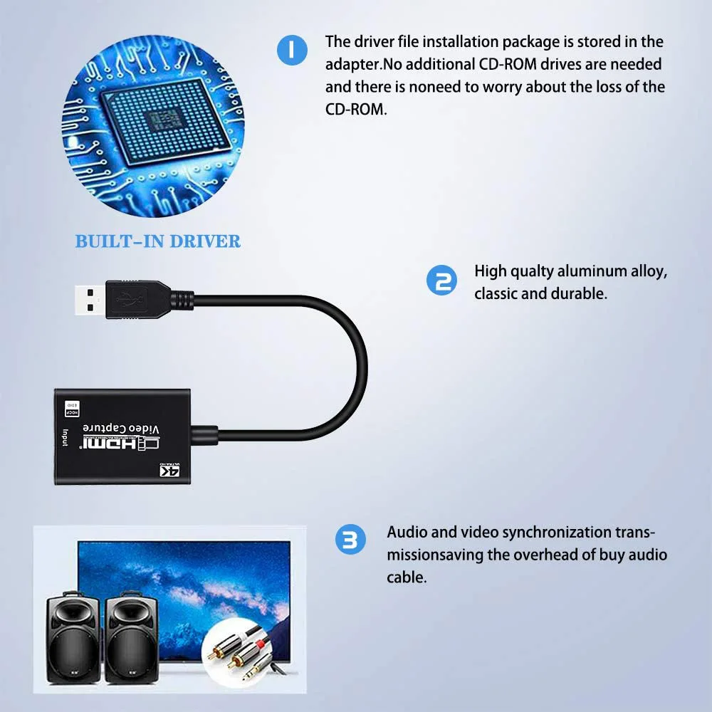 Video Capture Card HDMI to USB 3.0 Full HD 1080P 4K Hdmi Capture Card Live Streaming and Record video capture card