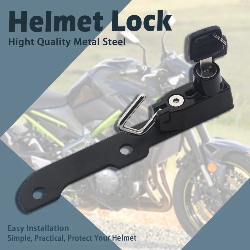 Motorrad-Helmschloss-Set, Helm-Sicherheits-Diebstahlschutzschloss, rostfreies Aluminium für Kawasaki Z900 Zubehör – Detail 12