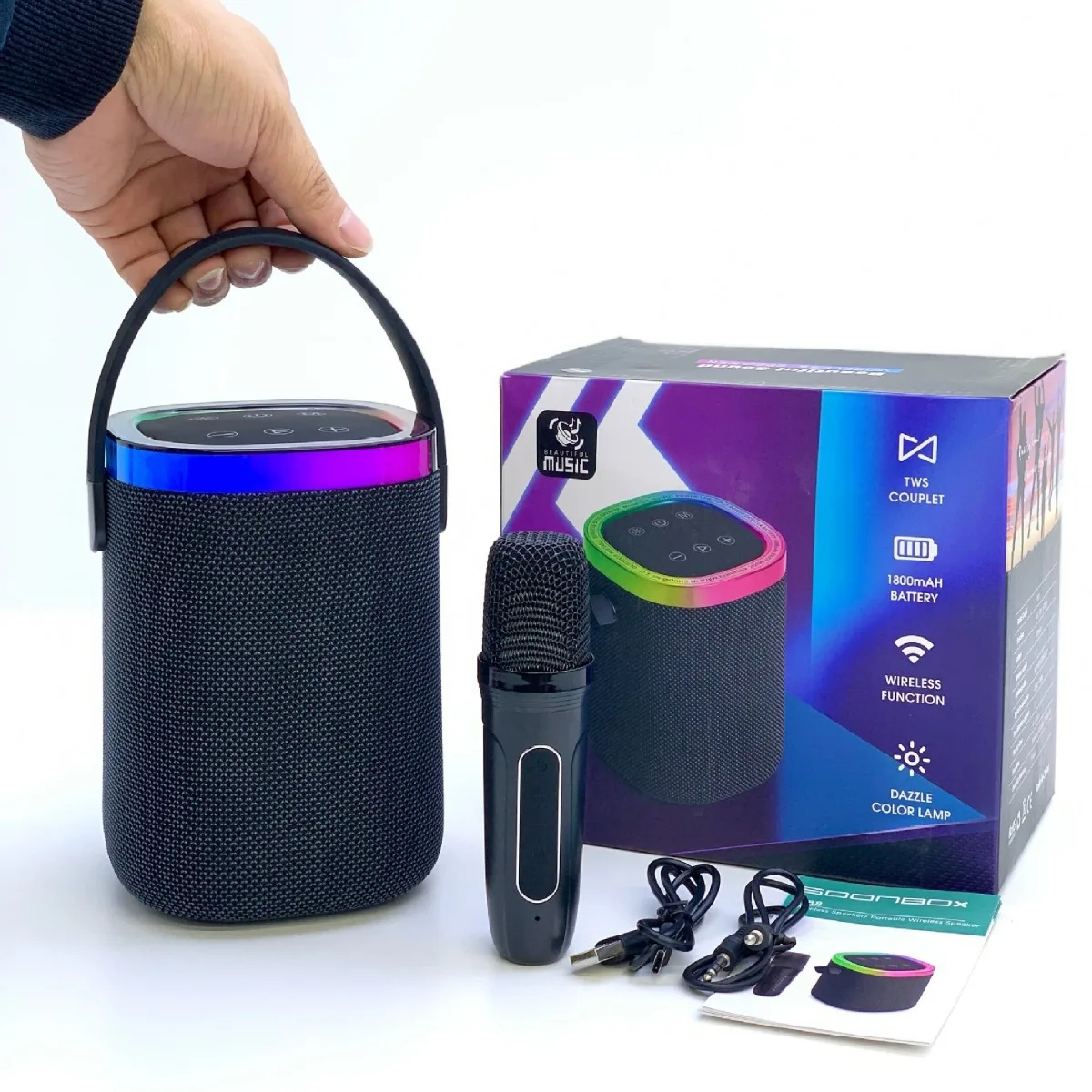 

Portable Bluetooth Speaker Hand-held Wireless Karaoke Sound Microphone Outdoor Singing Dj Speakers Small Home KTV Caixa De Som