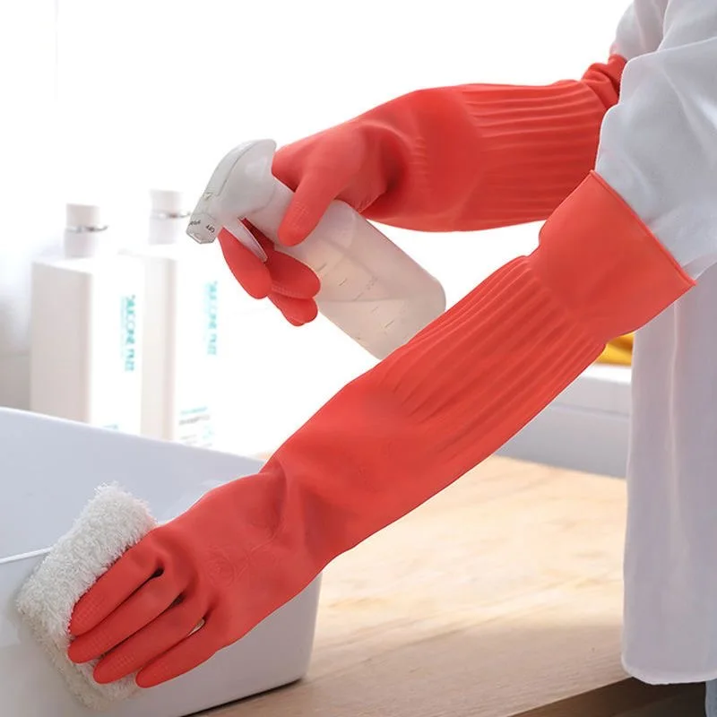Household Cleaning Dishwashing Gloves Long Reusable Rubber Gloves for Kitchen Housework Dishes Cars Gardening Waterproof Cleaning Gloves