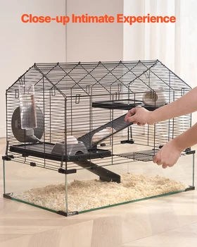 VEVOR Hamster Cage 360° Viewing Transparent Portable Hamster Habitats Ventilated Pet Mouse Cages with Water Bottle for Rats 6