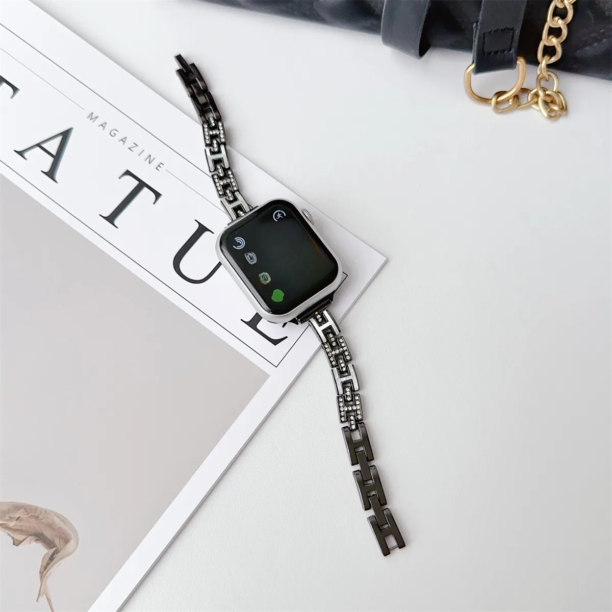 Watch Band For iWatch 42/44/45/46/49mm 38/40/41mm Metal Fashion Watch Strap For Watch Series Ultra2 Series 10/9/8/7/6/5/4/3/2/1_voghion.com