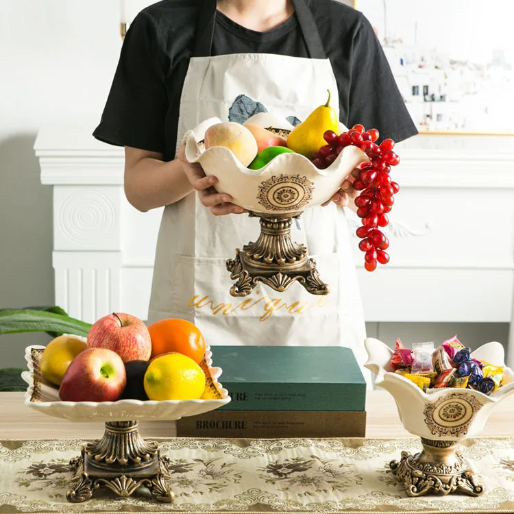 

European fruit tray decoration living room ceramic fruit snack tray European tea table ceramic candy basin creativity