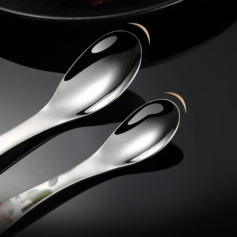 Learning Spoons Fork Spoon Set Stainless Steel Cutlery Set Baby Cutlery Tableware Set Food Training Spoon Dessert Spoon for Children Feeding Fork Baby Gadgets