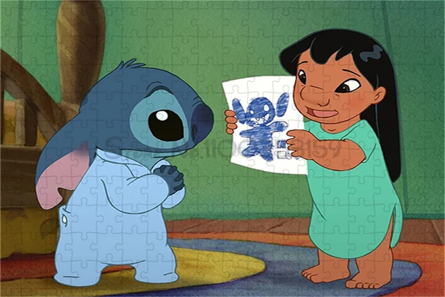 Rompecabezas de cartón de Lilo & Stitch de Disney, 300/500/1000 piezas, rompecabezas de dibujos animados de Disney, y rompecabezas intelectual, regalo niños| | - AliExpress