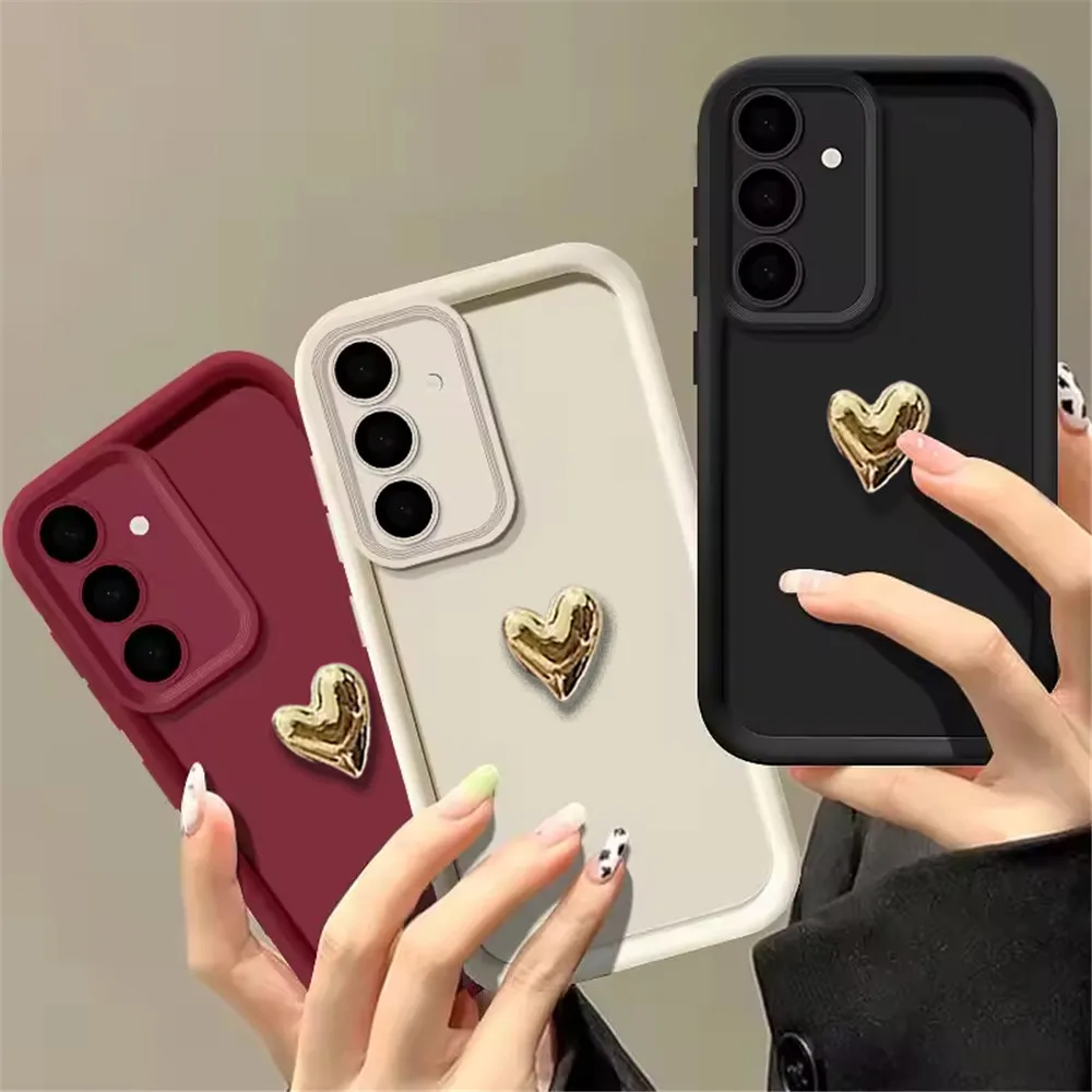 Luxury 3D Love Heart Matte Soft Silicon Phone Case
