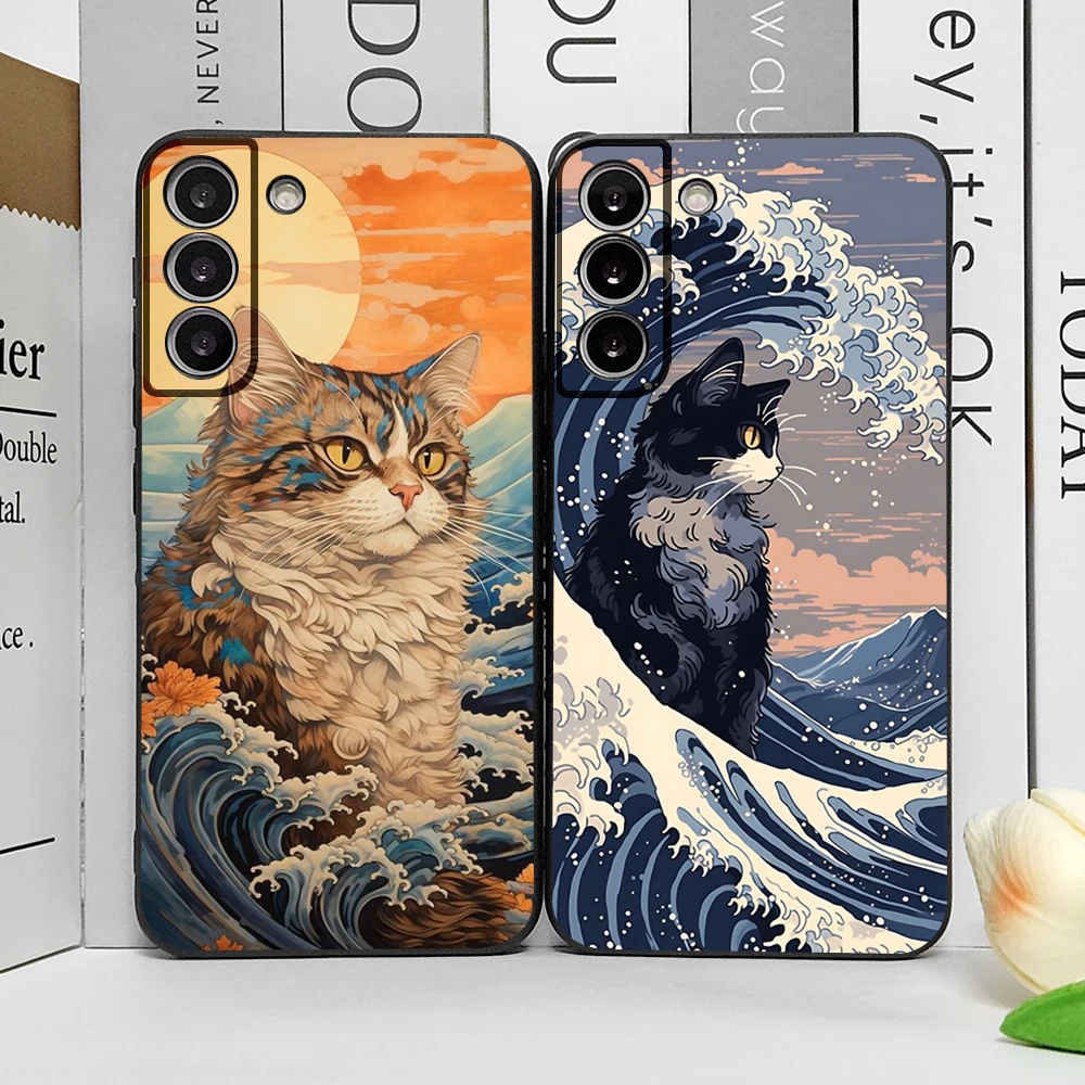 Japan The Great Wave of Kanagawa Cat Art Phone Case - Ultra Soft Cover