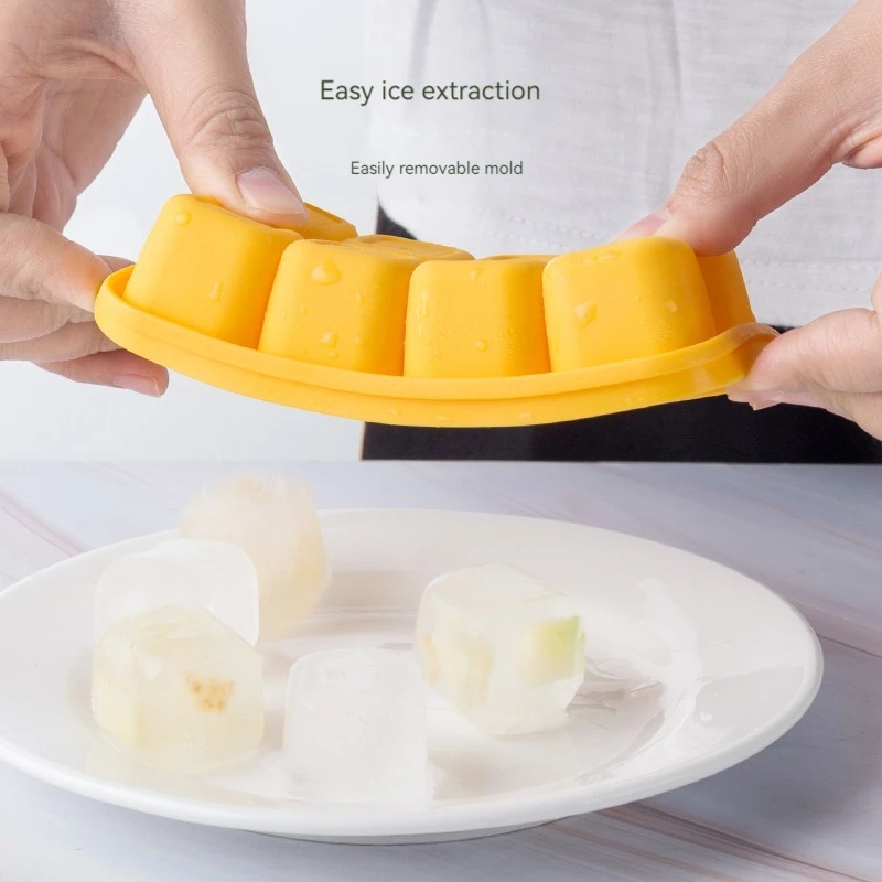 Ice Mold 1pc Ice Cube Silica Gel Food-Grade Household Silicone Ice Box With Cover Cube Mold