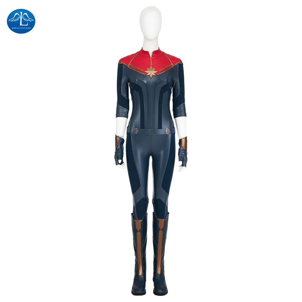 

Captain2 Movie Carol Danvers Cosplay Custom Blue Jumpsuit Halloween Customes Female Superhero Zentai Suit Woman Girls Bodysuit