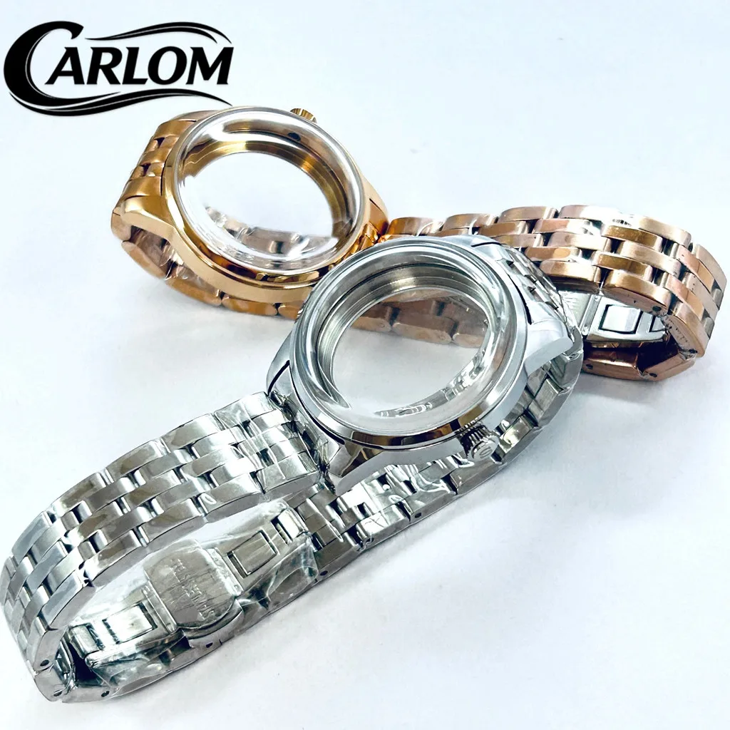 Elegant Cocktail Arch Watch Case - Silver Rose Gold Polishing - 33mm