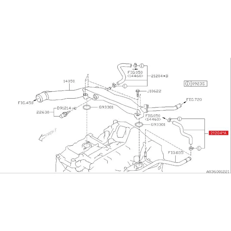car original Heating Assembly-PRE Pipe Hose (To water pump) 21204AB140 For Subaru Legacy (2010-2012 2.5) outback(2010-2012 2.5)
