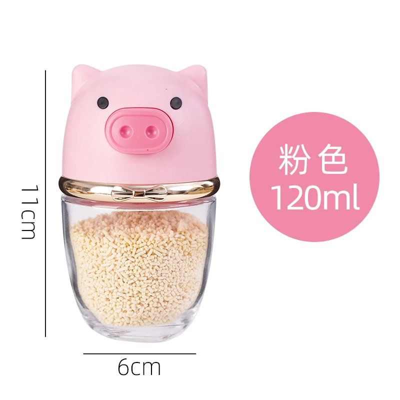 Cute Cartoon Pig Creativity Kitchen Tool 120ml Pepper Seasoning Spice Jar Powder Condiments Salt Storage Bbq Sprinkles Box Glass