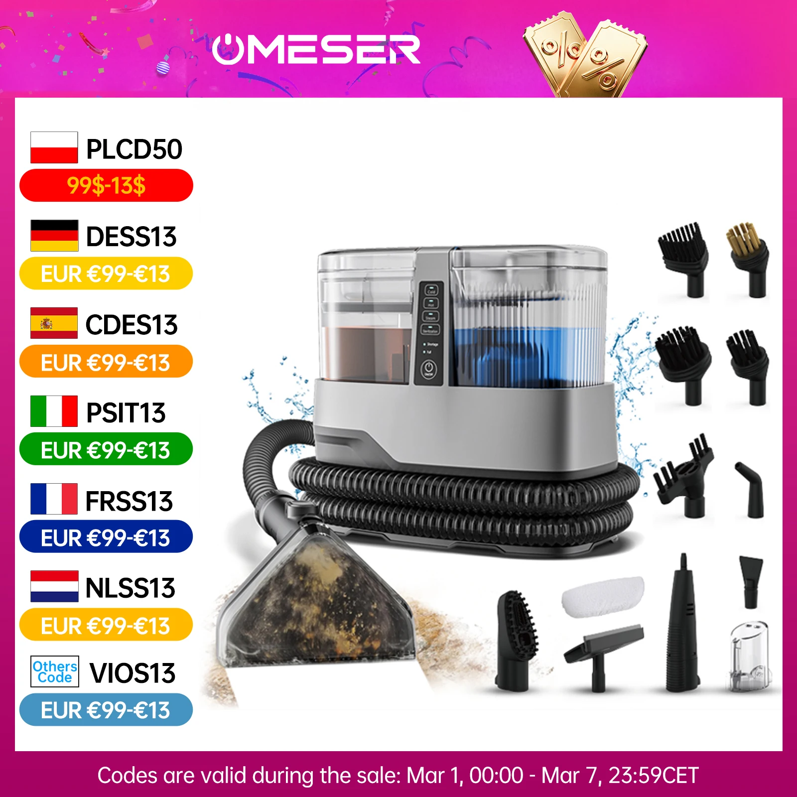 Odkurzacz piorący OMESER 1800W 17KPa z Polski za $124.43 / ~468zł Odkurzacz piorący OMESER 1800W 17KPa z Polski za $124.43 / ~468zł
