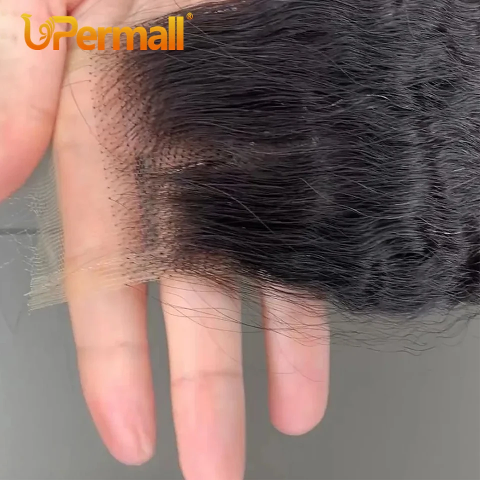 Upermall Yaki 28 Inch 13x6 2x6 Lace Frontal Closure Kinky Straight Pre Plucked Real HD Full Front Only Natural Black Human Hair