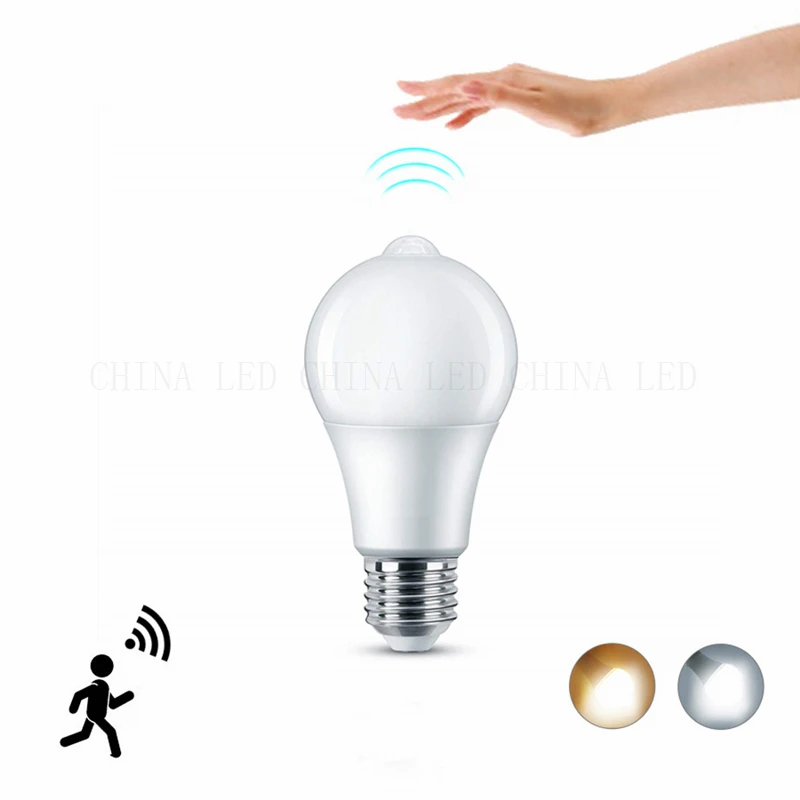 E27 PIR 모션 센서 램프 LED 전구, 적외선 방사 모션 감지기, 보안등, 9W, 12W, 15W, 18W, 20W, 220V