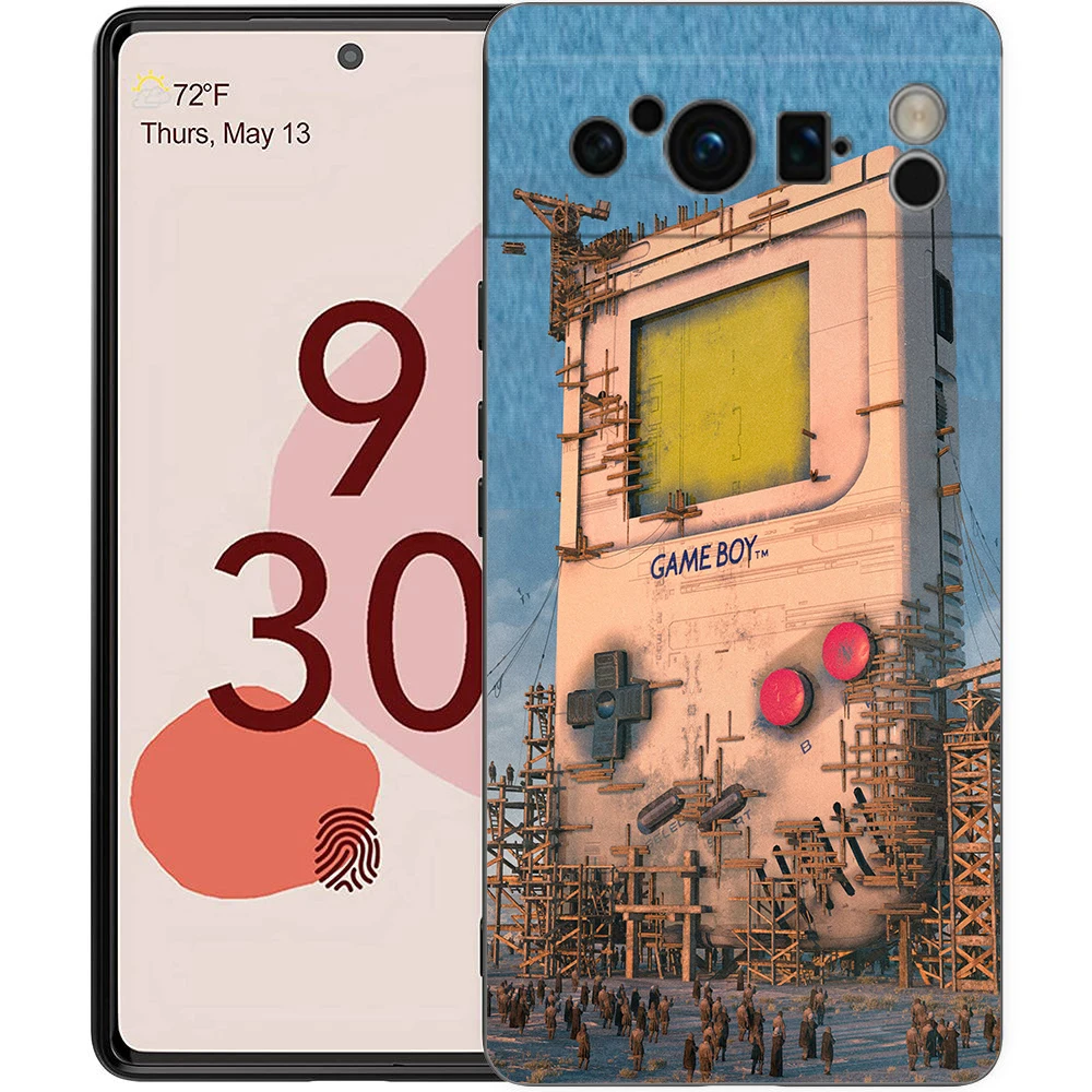 Retro Game Design Phone Case - Soft Silicone Shockproof Black Cover