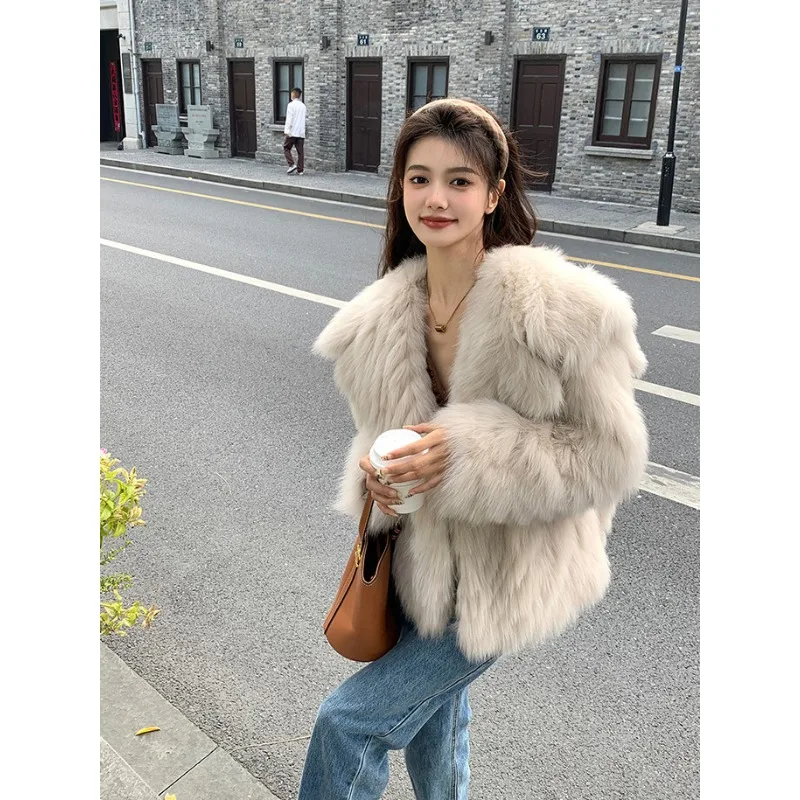 Luxury Brand Faux Fur Coat Women Autumn Winter Fluffy Jacket  Warm Thick Korean Chic Outerwear Solid Long Sleeve Women Clothing