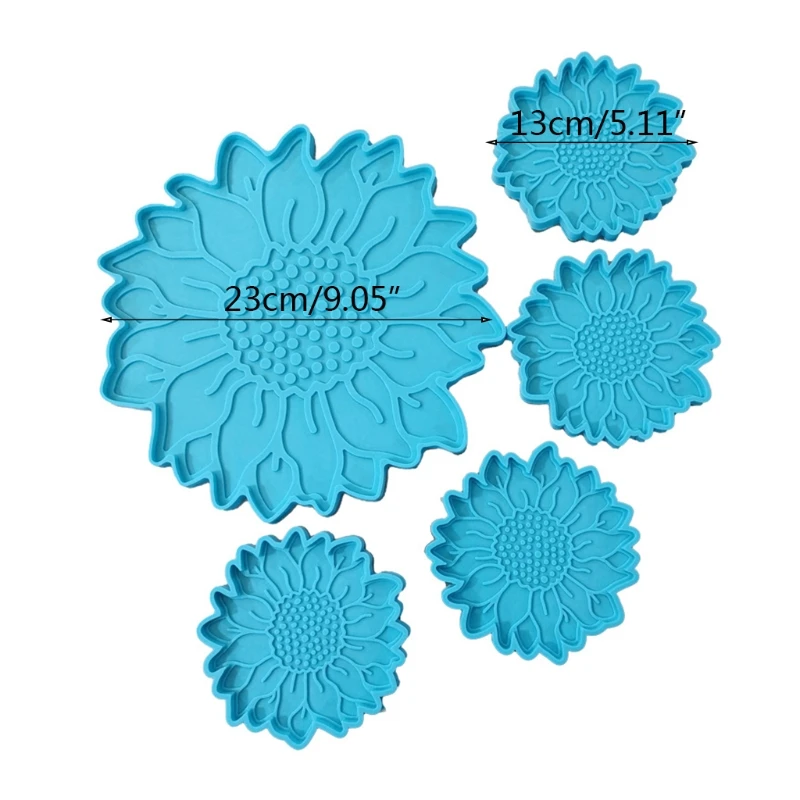 5 Pcs for Sun Flower Tray Epoxy Resin Mold DIY Serving Plate Casting Silicone Mo Drop shipping