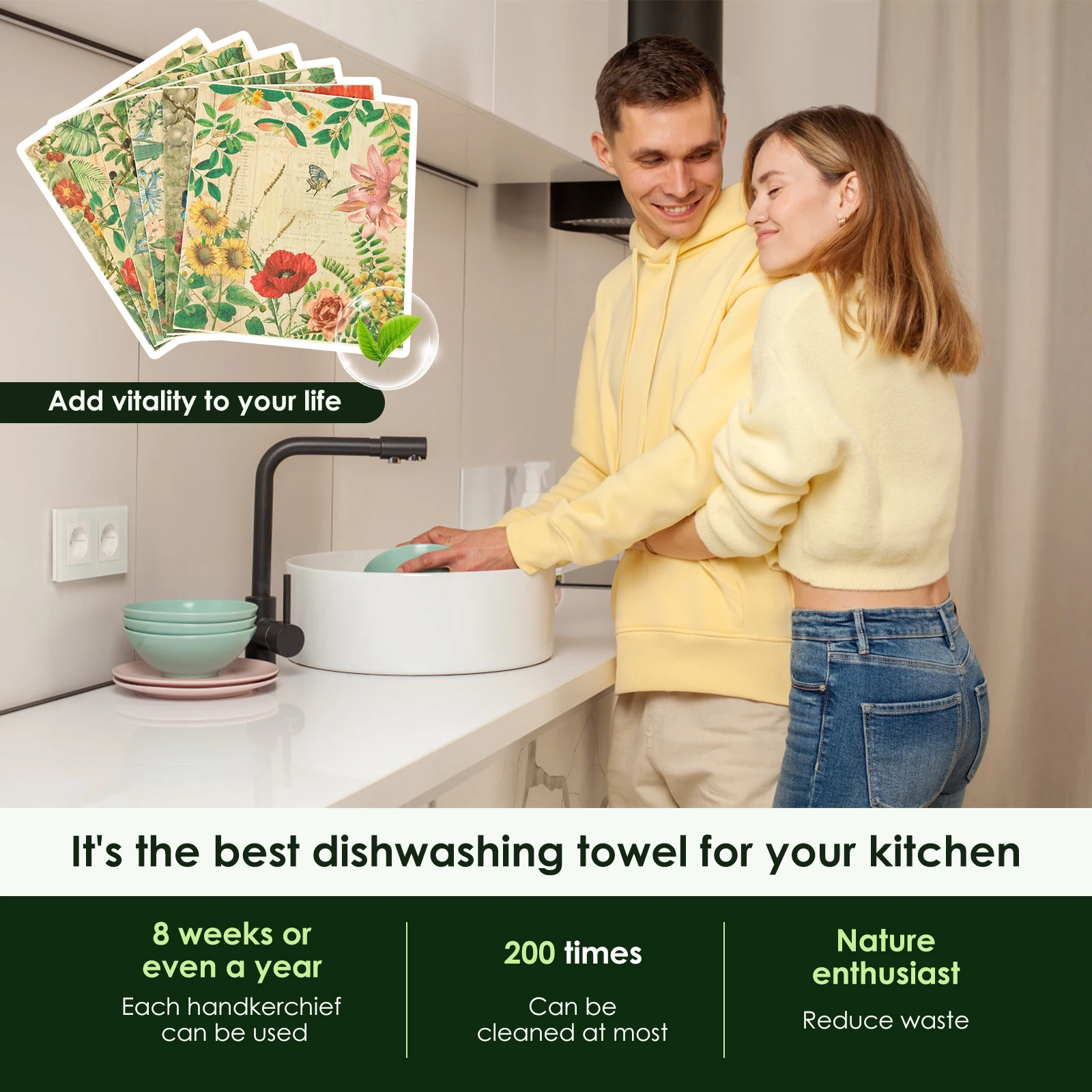 6Pcs Kitchen Dish Towels Mixed Color Swedish Dishcloth Reusable Absorbent Cleaning Cloth Dish Rags for Washing Dishes Cleaning