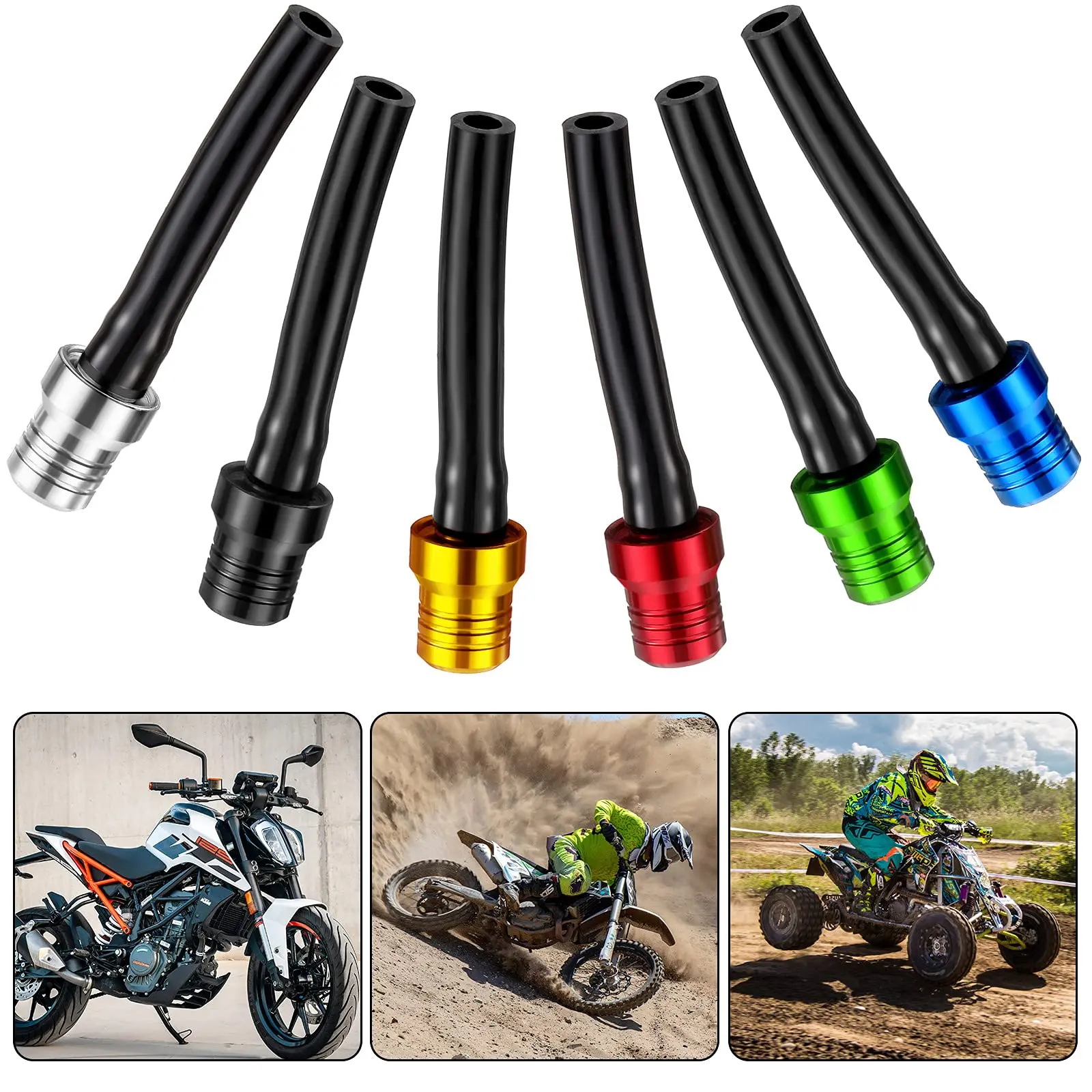 6PCS Motorcycle Gas Fuel Cap Valves Fuel Tank Oil Vent Breather Hoses