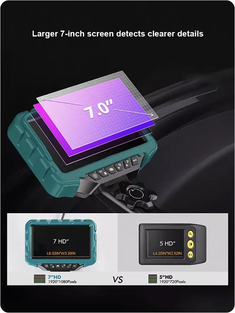 360 Degree Articulating Borescope 7-Inch 3.9mm/6mm lens Monitor Mechanical Inspection Camera Articulation Industrial Endoscope 6