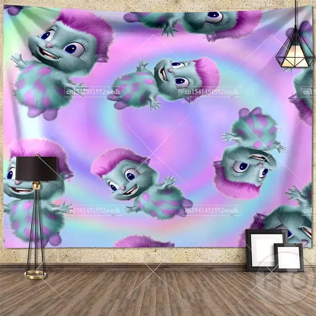Bibble SenciMeme Tapisserie, Dessin Animé, Couverture Murale, Décor de Chambre, Fond Esthétique, Grille, Tapis, Décoration de La Maison 6