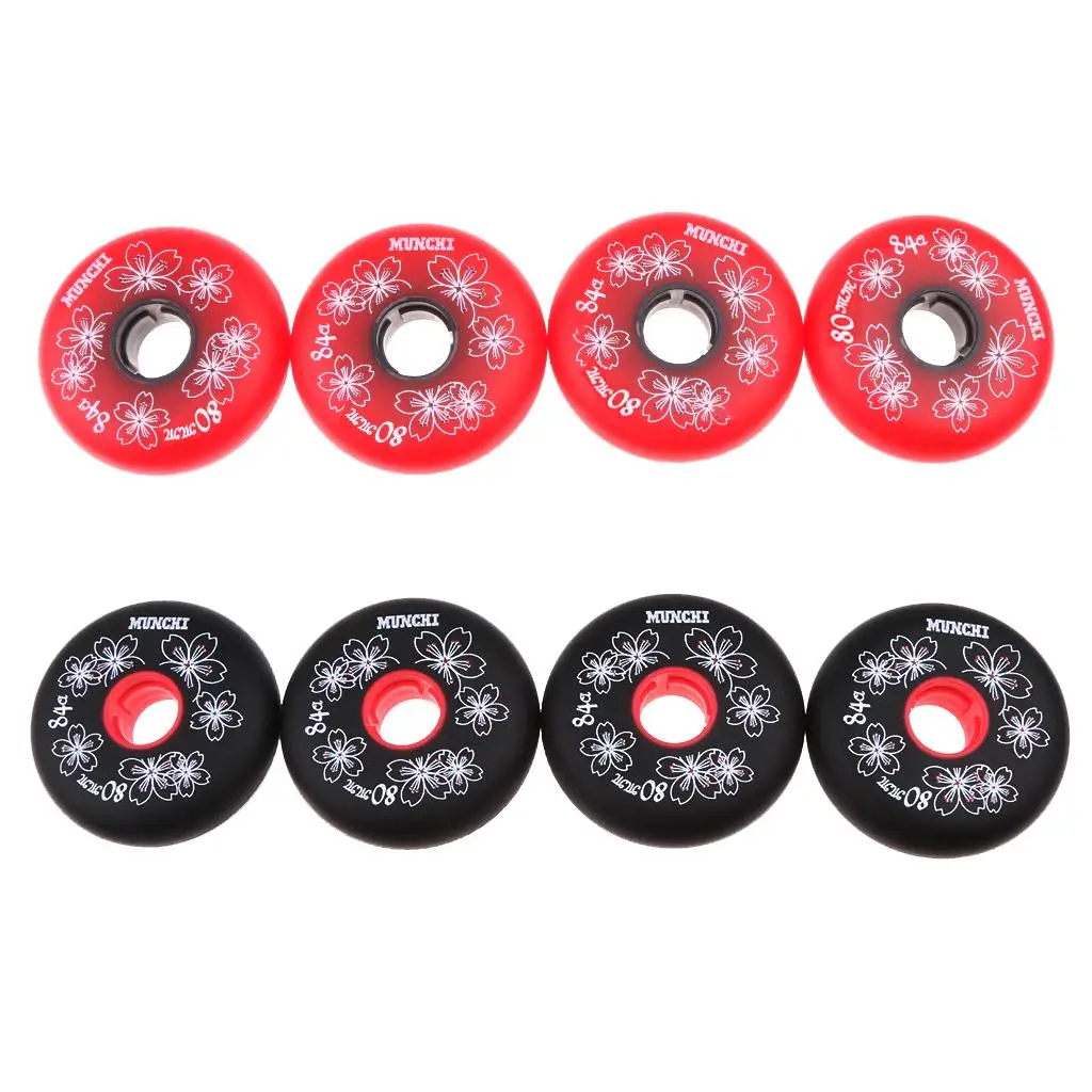 4 Pieces 84A Roller Hockey Rebates Skate Replacement Wheel 72mm/76mm/80mm,roller skating wheels