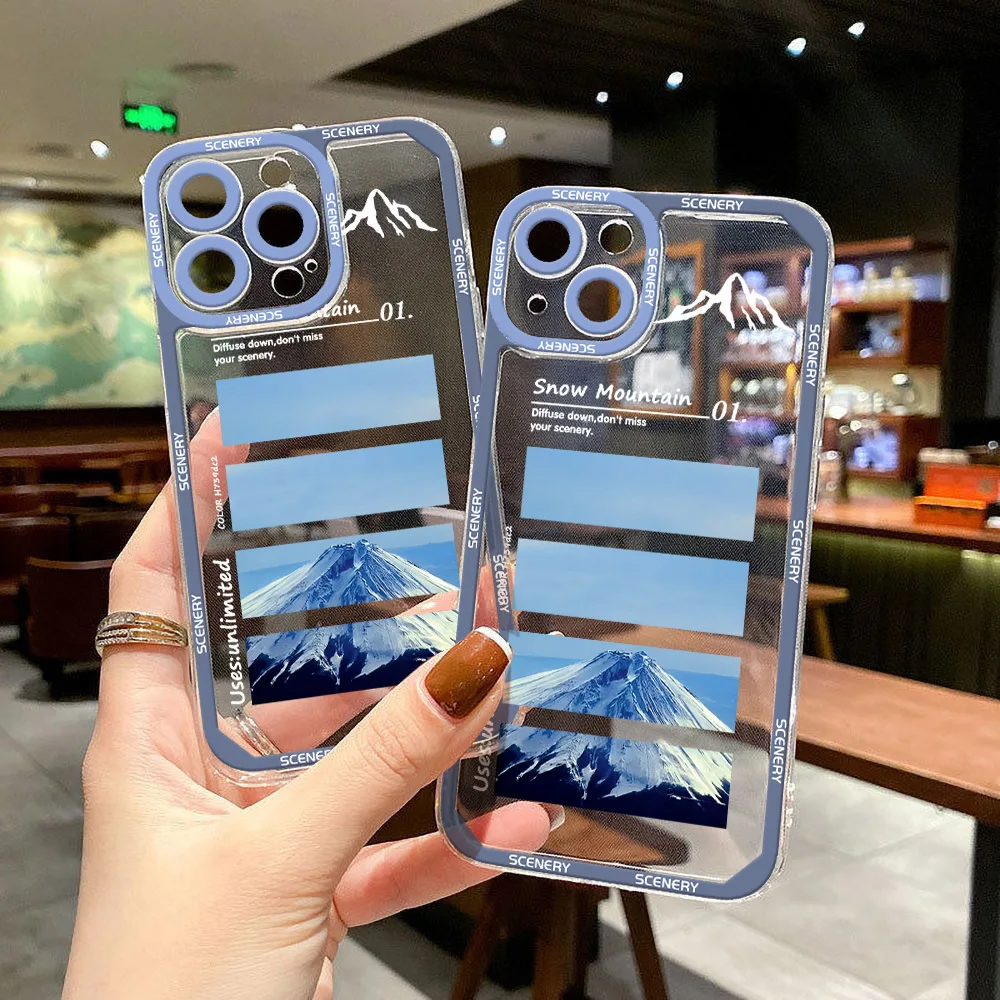 Anime Scenery Sunset Phone Case For iPhone 14 13 12 11 15 Pro Max XS X XR SE 2020 7 8 Plus Clear Landscape Cover Iphone11 Capa