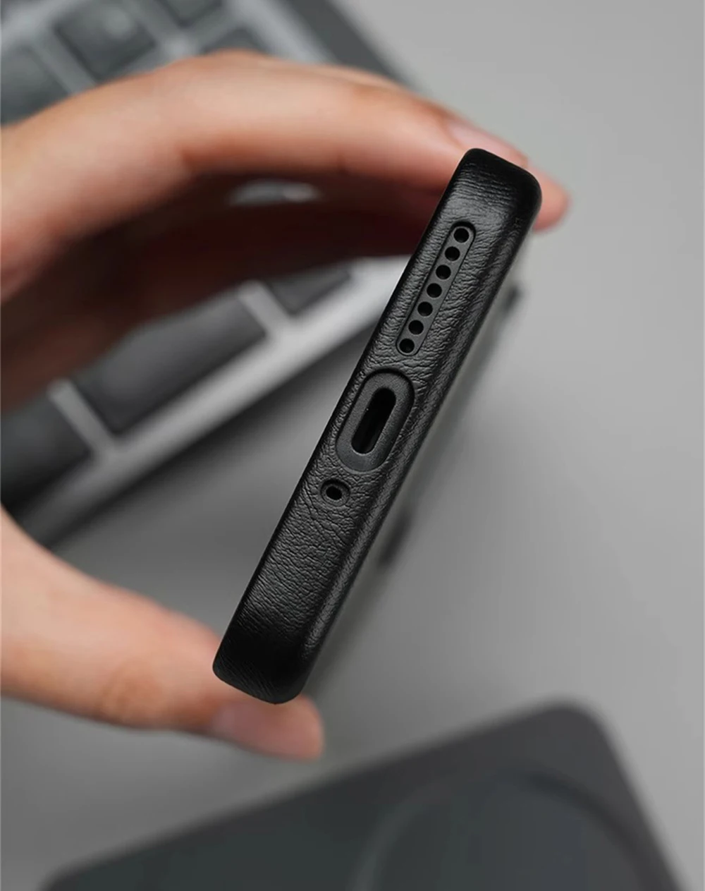 Luxury Business Retro Leather Case with Magnetic Wireless Charging and Alloy Lens Protection - Shockproof Cover