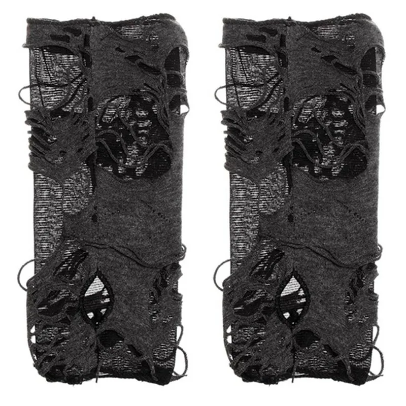 Unisex Gothic Black Gloves Fingerless Long Glove For Women Men Sexy Festival Gloves Mittens Clubwear Dance Cosplay Accessories