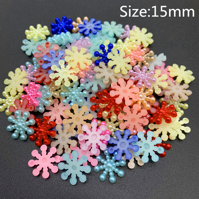 15mm White Ivory Snowflake Shape Beads Craft Imitation Pearls Flatback For Art Scrapbooking DIY Decoration