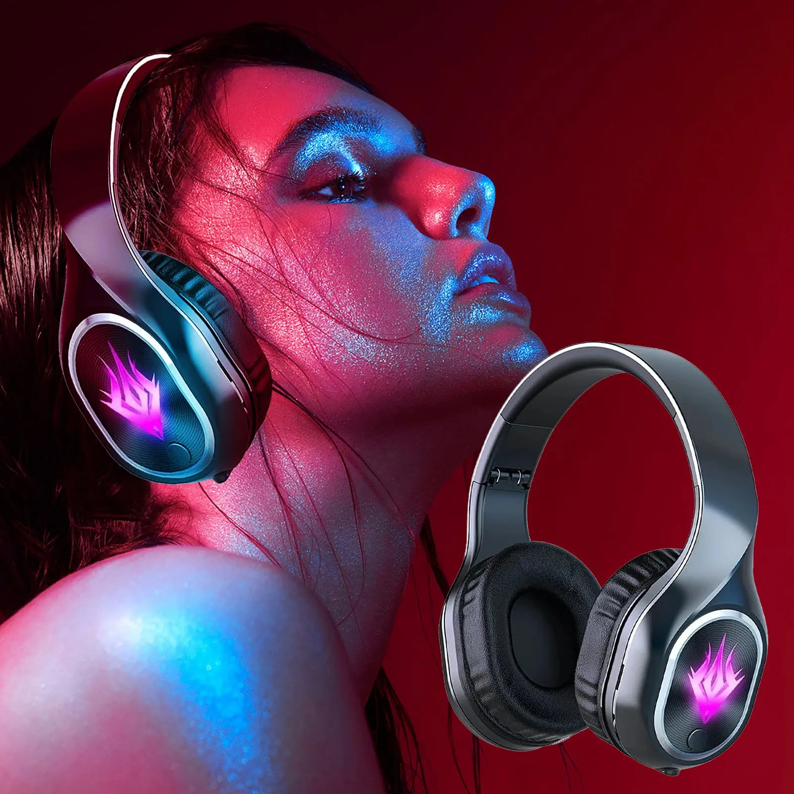 Auriculares Bluetooth Auriculares inalámbricos sobre la oreja con  micrófono, auriculares inalámbricos estéreo plegables y ligeros para  viajes, trabajo, TV, PC, teléfono móvil