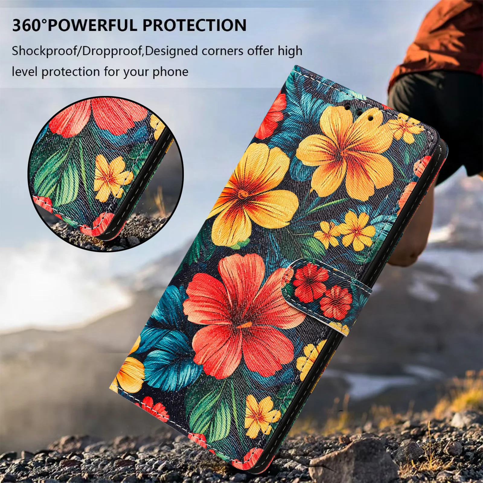Leather Flip Flower Phone Case with Enhanced Protection and Stylish Design