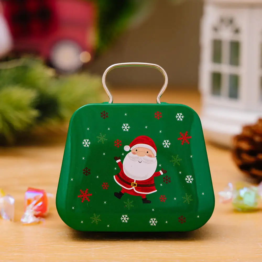 Festive Handbag-Shaped Metal Tin for Christmas Decor and Gifts