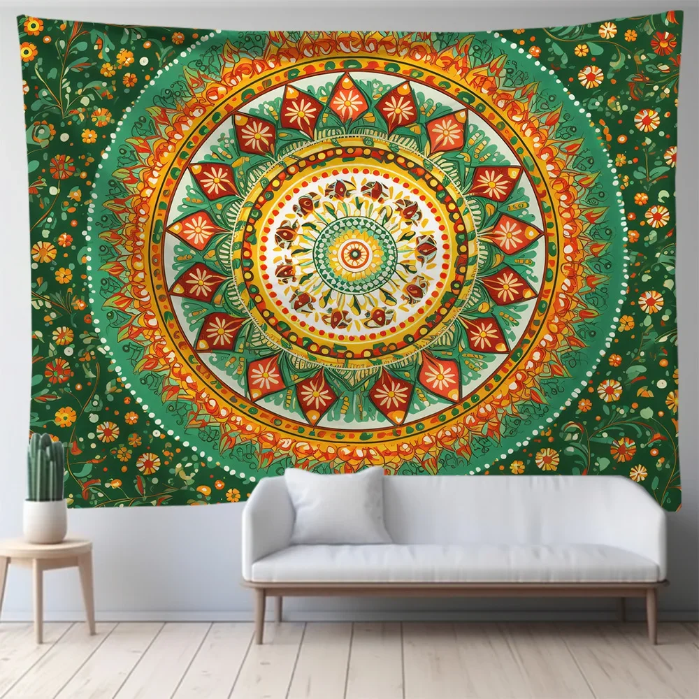 Tapestry Decorations Nordic Tapestry Large Mandala Series Room Background Cloth Ins Royal Green Wall Hanging Home Decoration Bohemian Art Tapestries