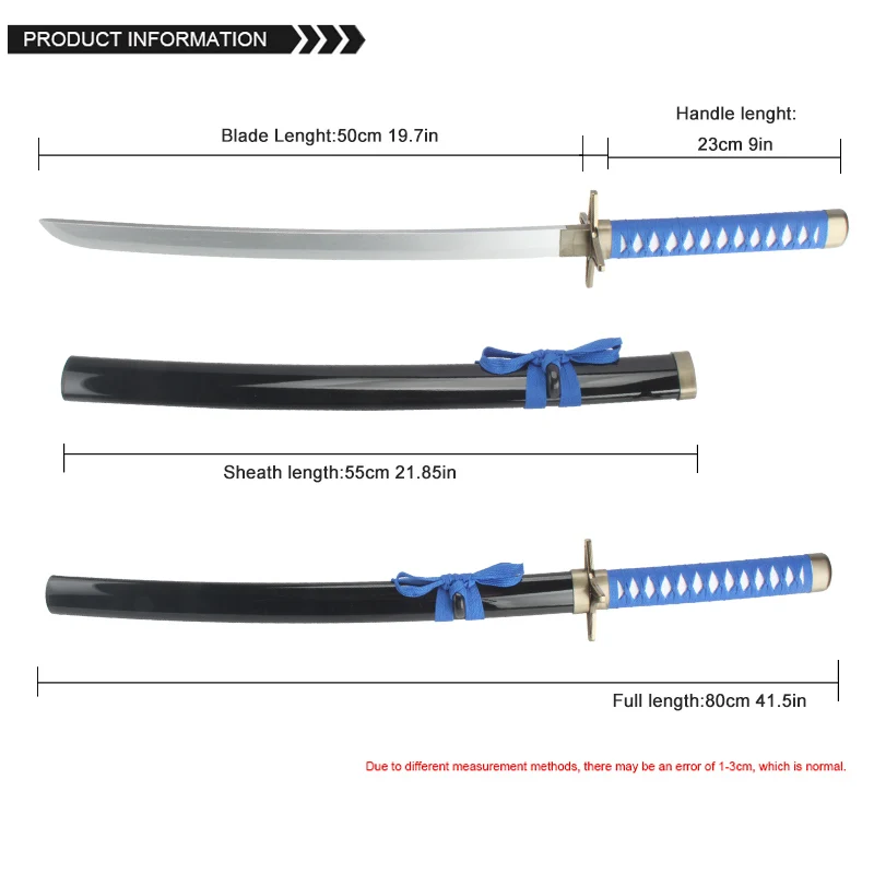 31.5＂/ 80CM Anime Bleach Katana Swords Bamboo Blade Zangetsu Toy Sword Kurosaki Ichigo Ninja Blade Cosplay Prop Wooden Anime 2
