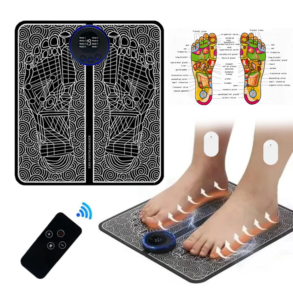 Ems Foot Massager Pad Tappetino Da Massaggio Pieghevole Portatile Tens Pulse Stimolazione Muscolare Migliora La Circolazione Sanguigna Sollievo Dal Do