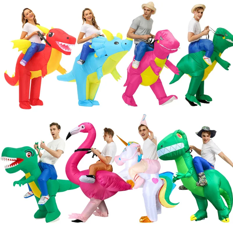

Adult Kids Funny Cute Inflatable Dinosaur Golden Retriever Rabbit Horse Mount Prom Show Halloween Party Cosplay Costume