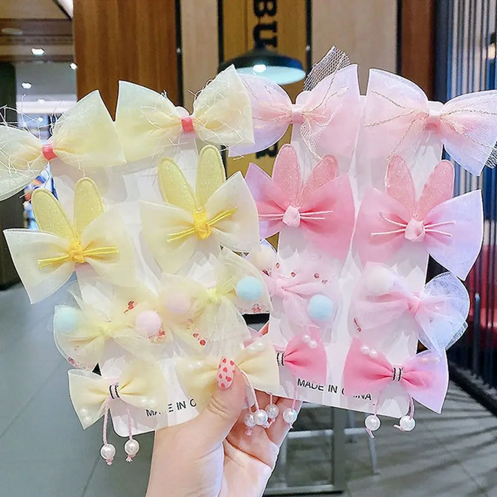 

Fairy Sweet Cute Lace Rabbit Ear Headdress Bow Tie Girl Hair Clip Hair Accessory Korean Style Hairpin Children Barrettes