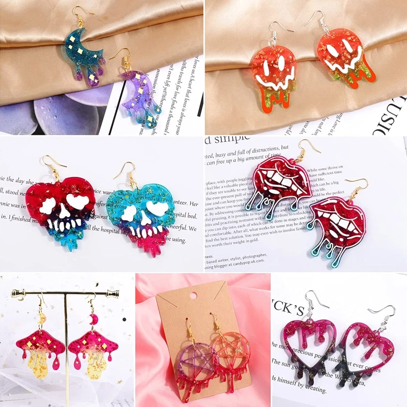 

Tear Moon Mushroom Keychain Silicone Mold Crystal Epoxy Diy Earrings Decorative Pendants Jewelry Mold for DIY Crafts