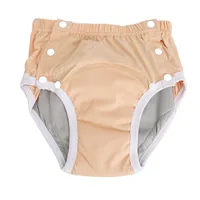Reusable Adult Diaper Snap Button Closure Pure Cotton Orange Breathable Leakage Proof Elderly Cloth Nappy for Incontinence 1