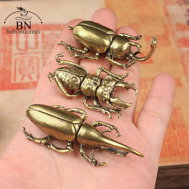 Antik Bronzbogarak Miniatűr Figura Kis Íróasztal Dekorációk Vintage Réz Rovar Tea Háziállatok Díszek Otthoni Dekoráció Tartozékok