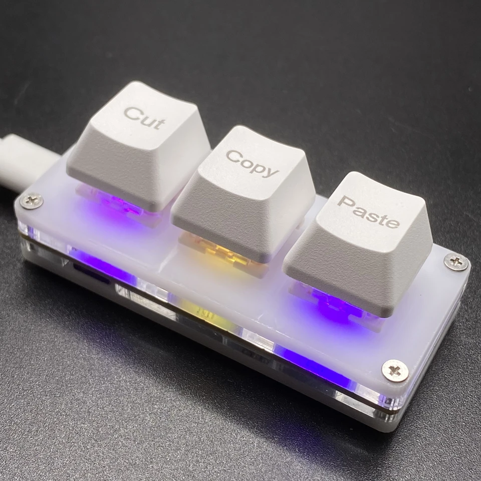 Mini Tastiera Meccanica 3 Tasti - Cut, Copy, Paste, RGB, Programmabile Per Lavoro E Gaming - Foto 8