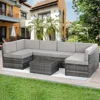 7-piece patio furniture set modular wicker outdoor sectional sofa PE rattan outdoor set with pillowtop cushions and coffee table 1